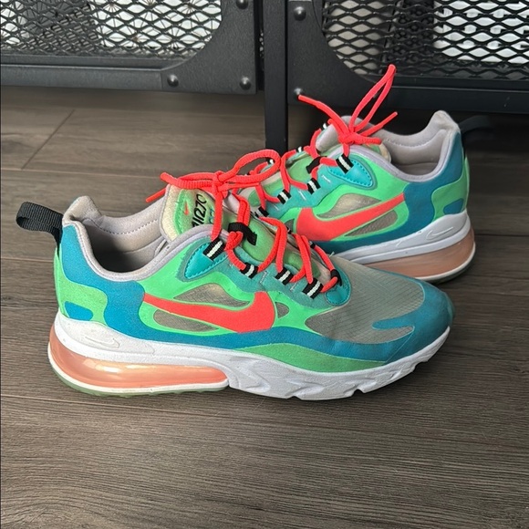 Nike Air Max 270 React Sneakers Electro Green Lagoon - Picture 1 of 10